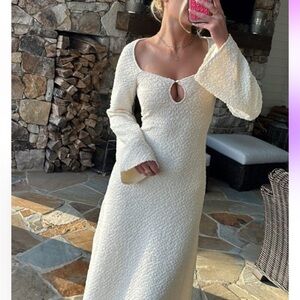 LPA Cream Long Sleeve Textured Dress